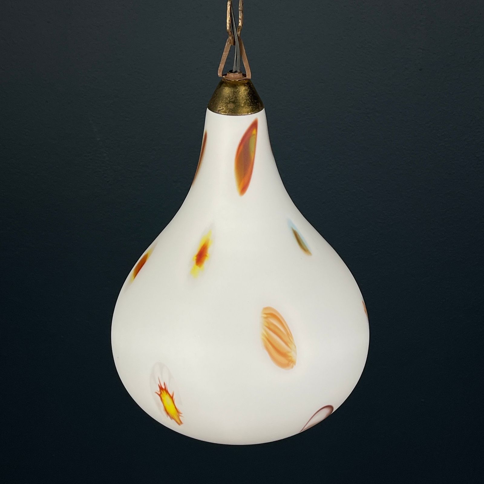 Mid Century Multicolor Opaline Murano Glass Pendant Lamp By Stilnovo Italy 1950s photo buy