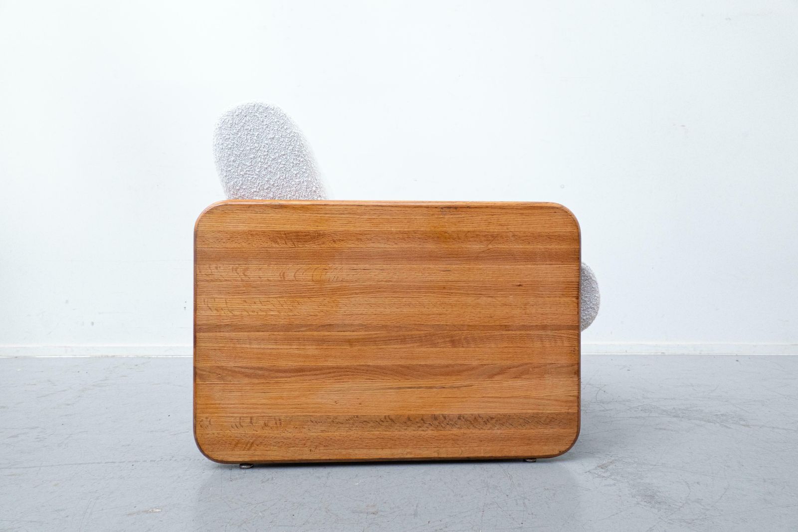 photo vintage Mid Century Modern Italian Lounge Set, White Boucle And Oak, 1960s