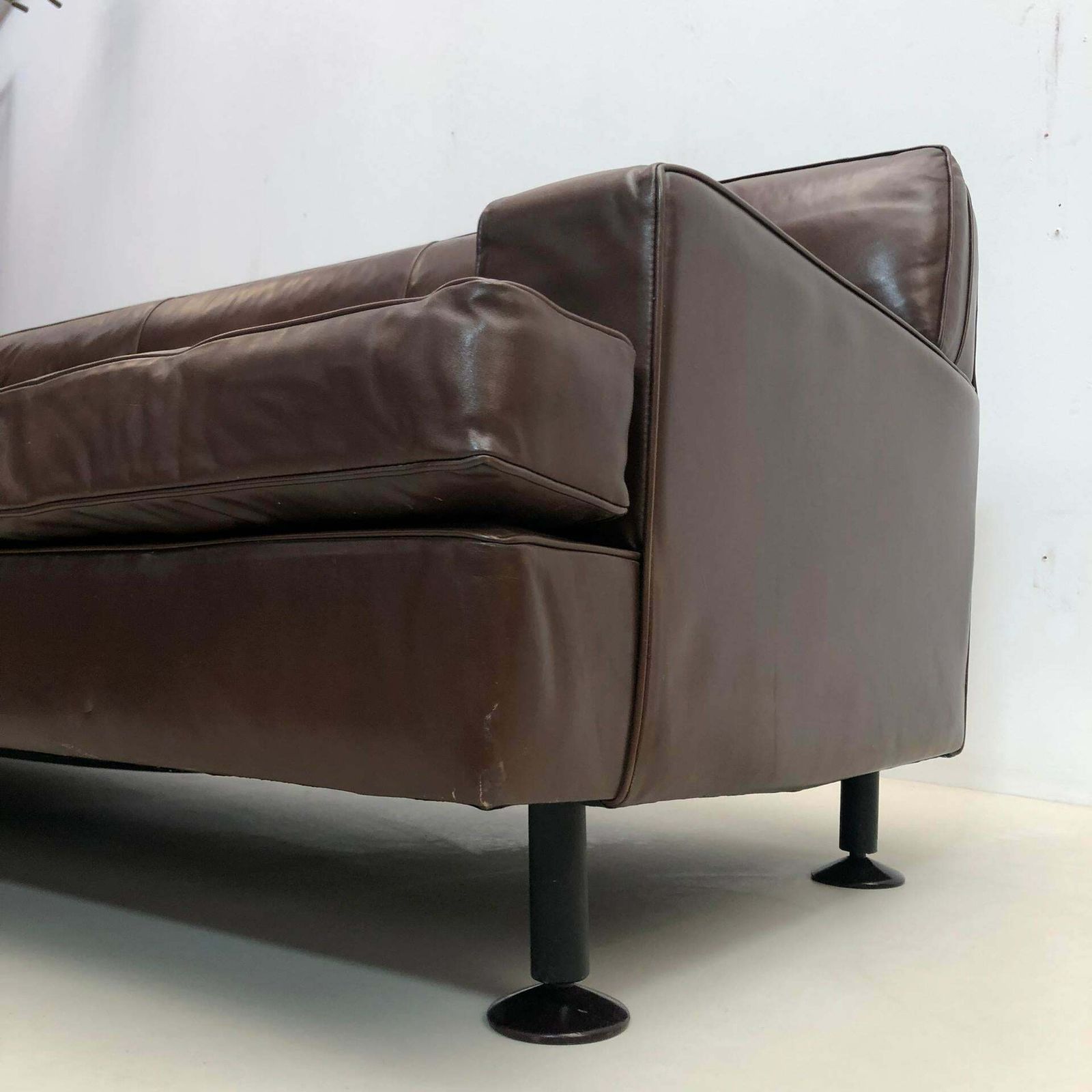Mid Century Brown Leather Square Sofa By Marco Zanuso For Arflex, 1960s photo vintage