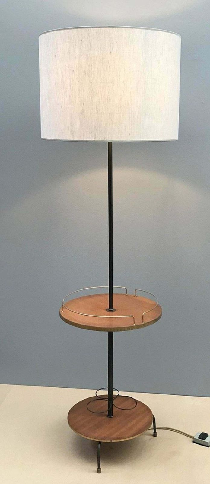 Teak And Gold Metal Bar Floor Lamp, 1960s photo Lighting
