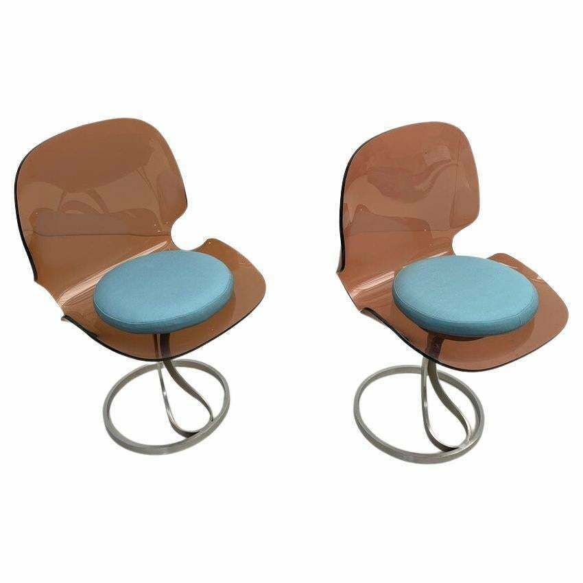 Pair Of Mid Century Modern Plexiglass Chairs, 1970