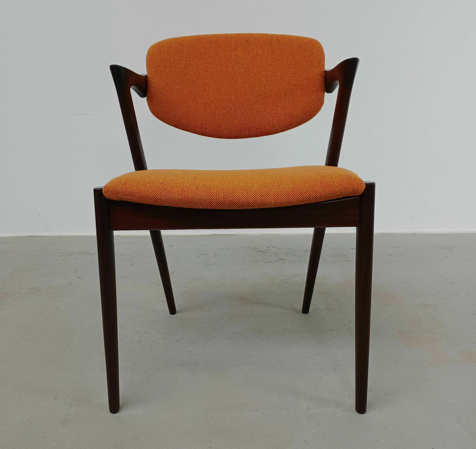 Set Of Eight Restored Kai Kristiansen Rosewood Dining Chairs   Custom Upholstery 1960's photo for sale