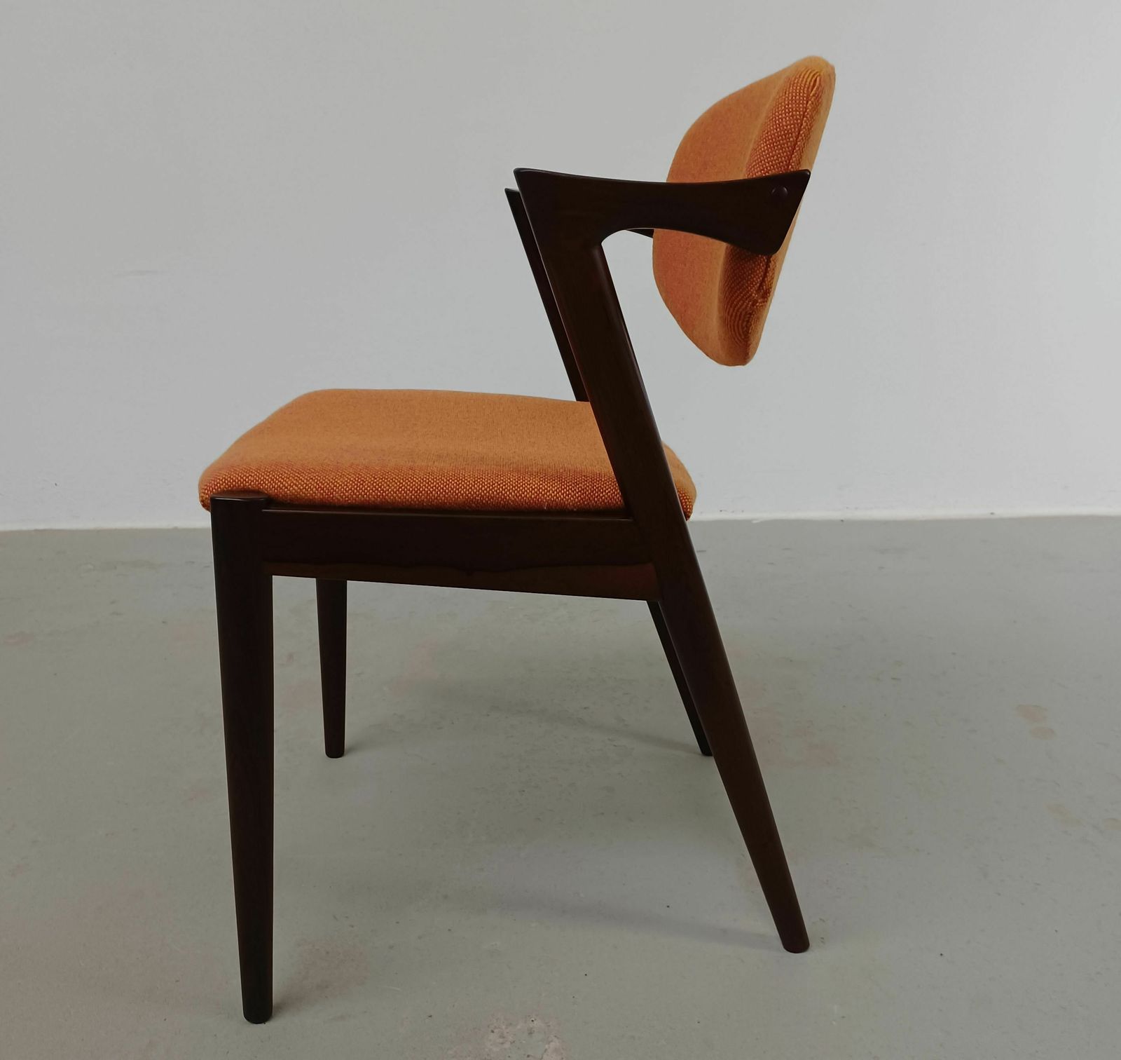 Set Of Eight Restored Kai Kristiansen Rosewood Dining Chairs   Custom Upholstery 1960's photo vinterior