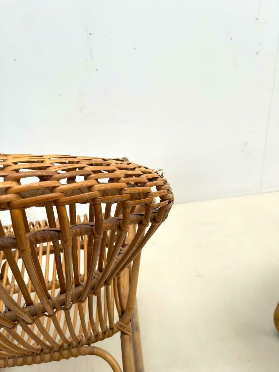 Pair Of Mid Century Modern Rattan Armchairs, Italy, 1960s photo for sale