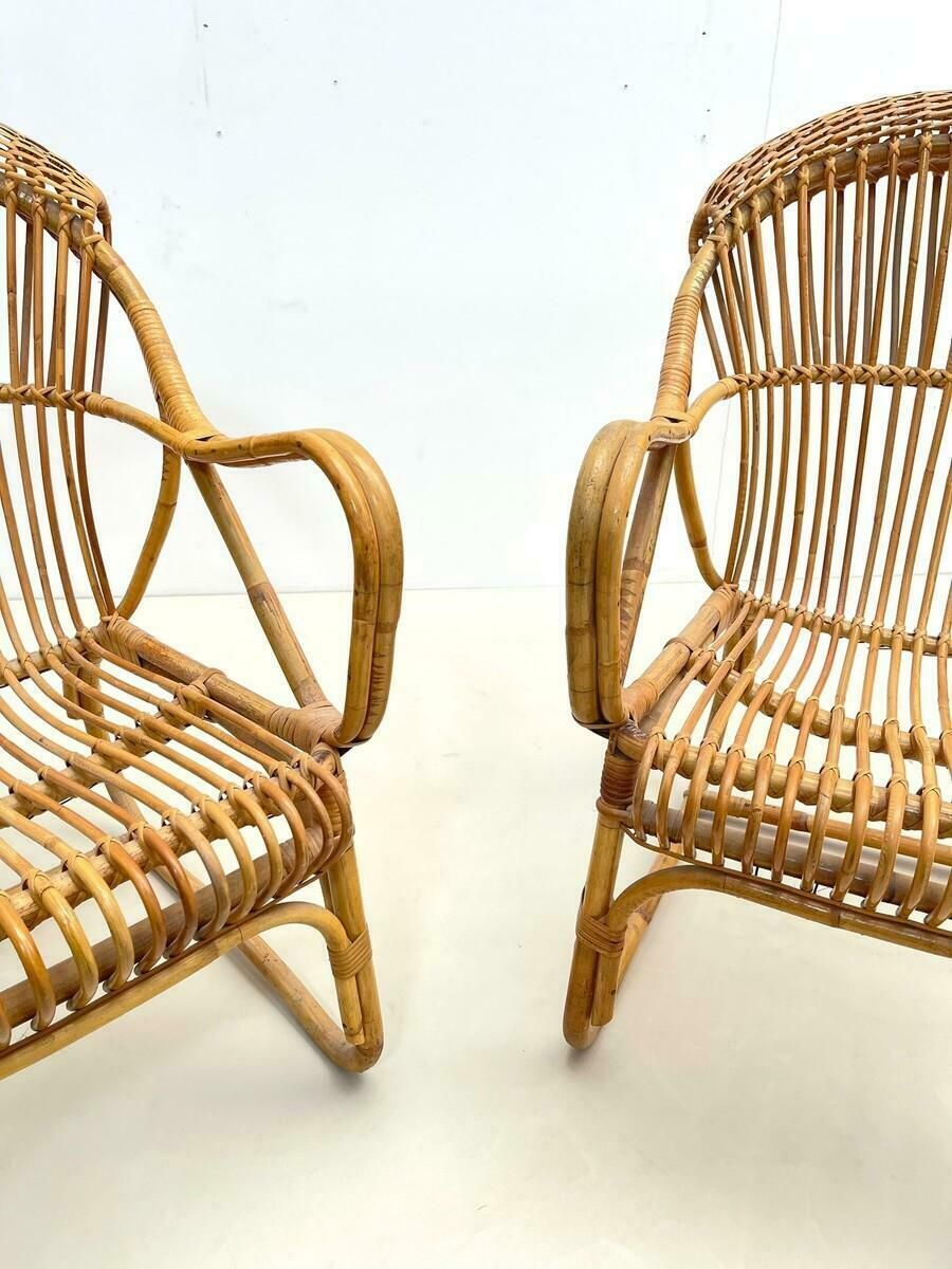 Pair Of Mid Century Modern Rattan Armchairs, Italy, 1960s photo 1486.0