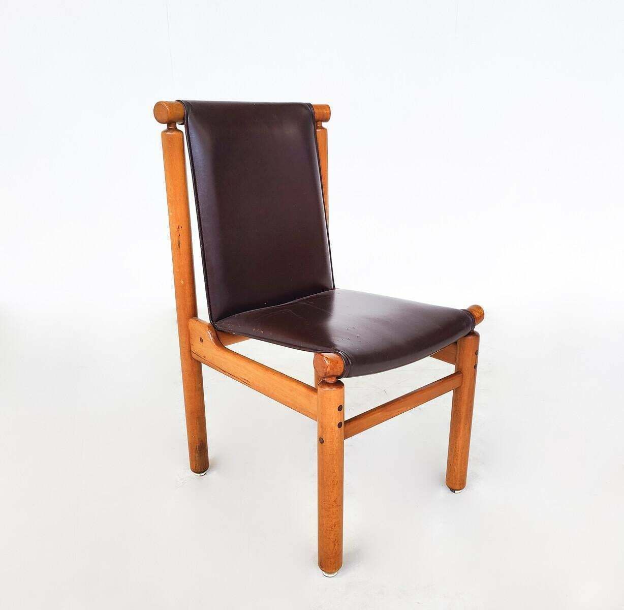 Mid Century Modern Set Of 6 Leather Dining Chairs By Ilmari Tapiovaara photo for sale