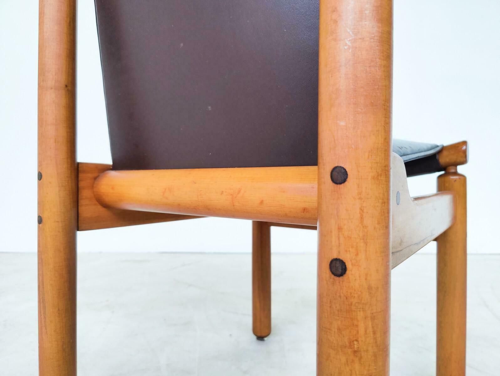 Mid Century Modern Set Of 6 Leather Dining Chairs By Ilmari Tapiovaara photo vintage