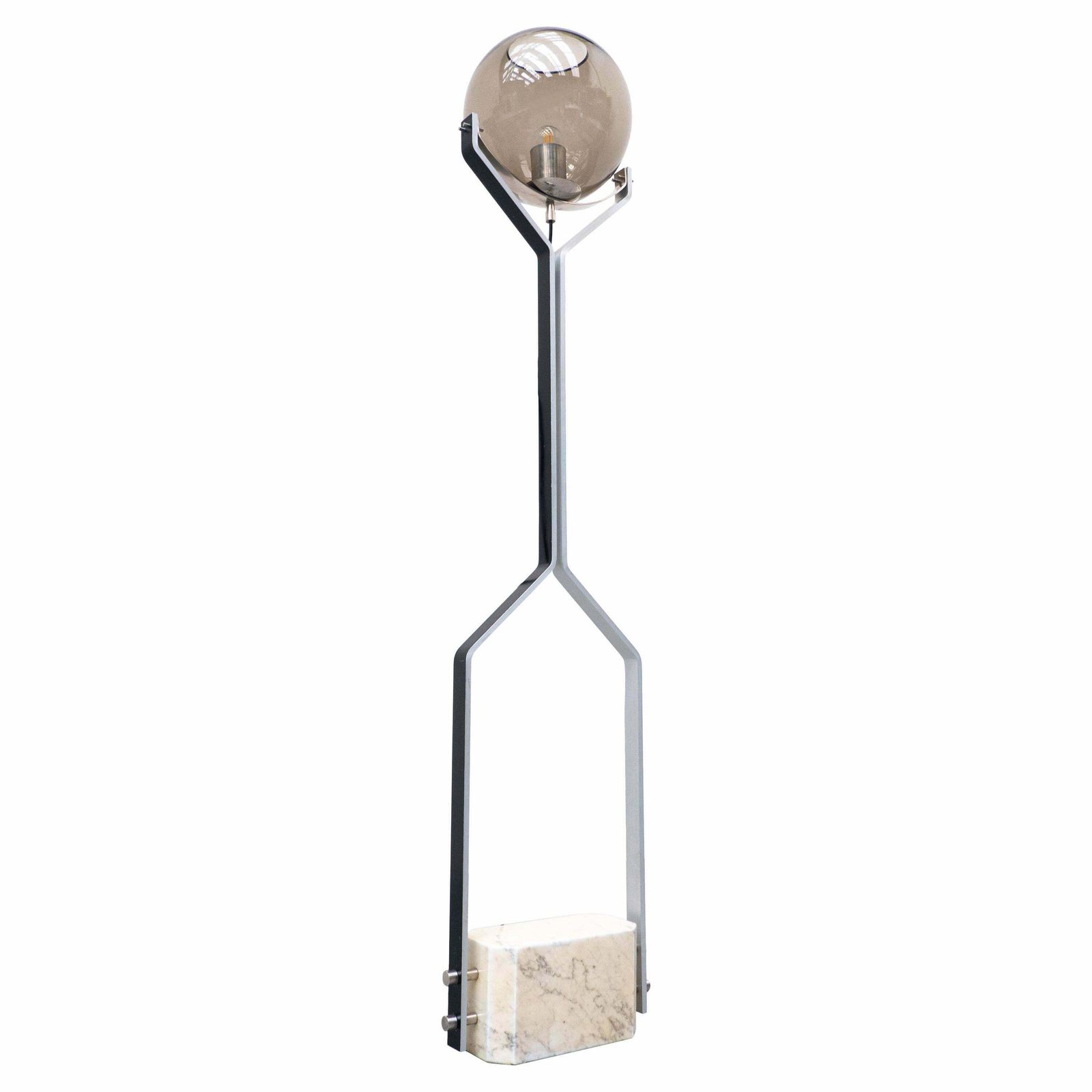 Italian Floor Lamp Travertine, Steel And Glass, 1970s