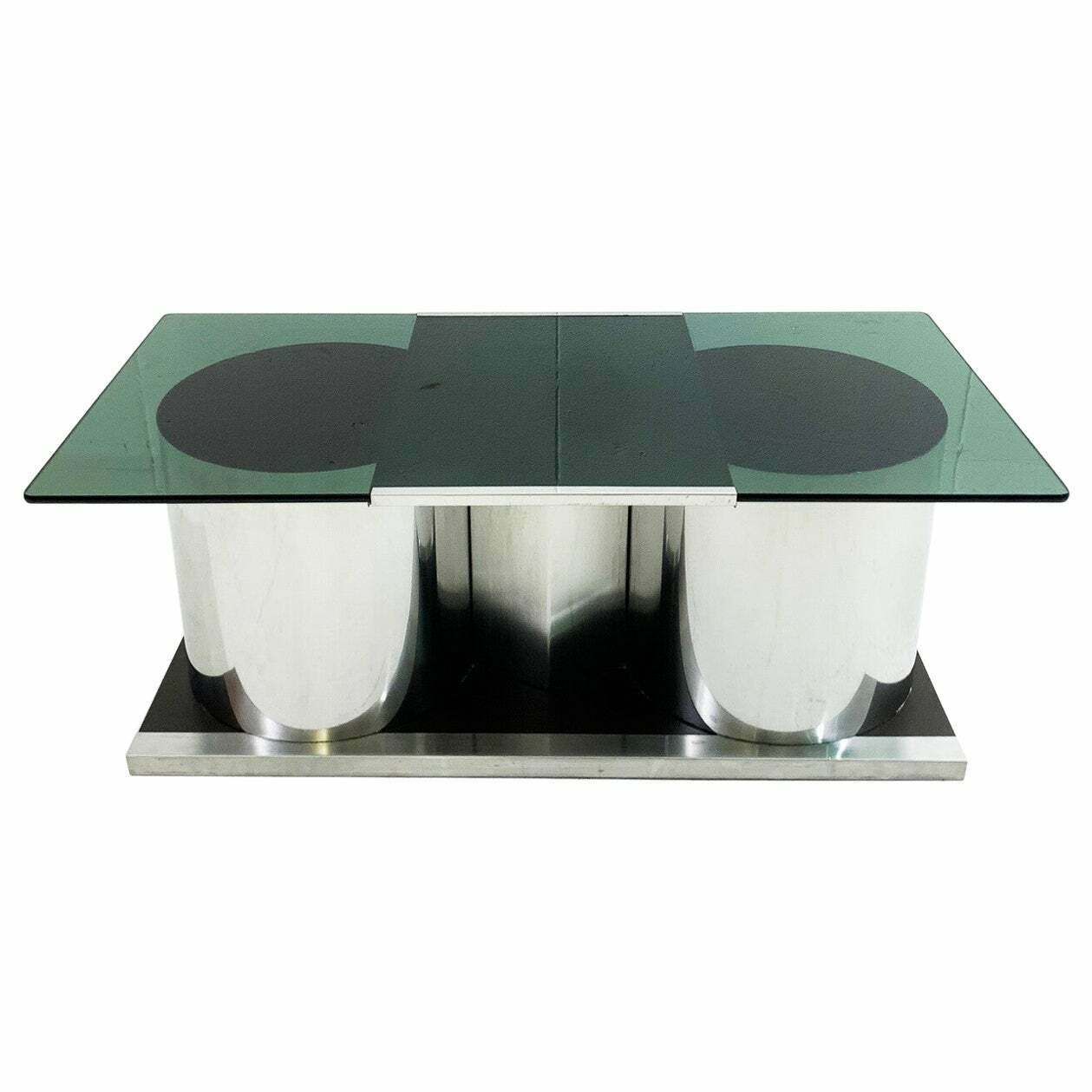 Mid Century Modern Chrome And Smoked Glass Modular Coffee Table, Italy, 1970s