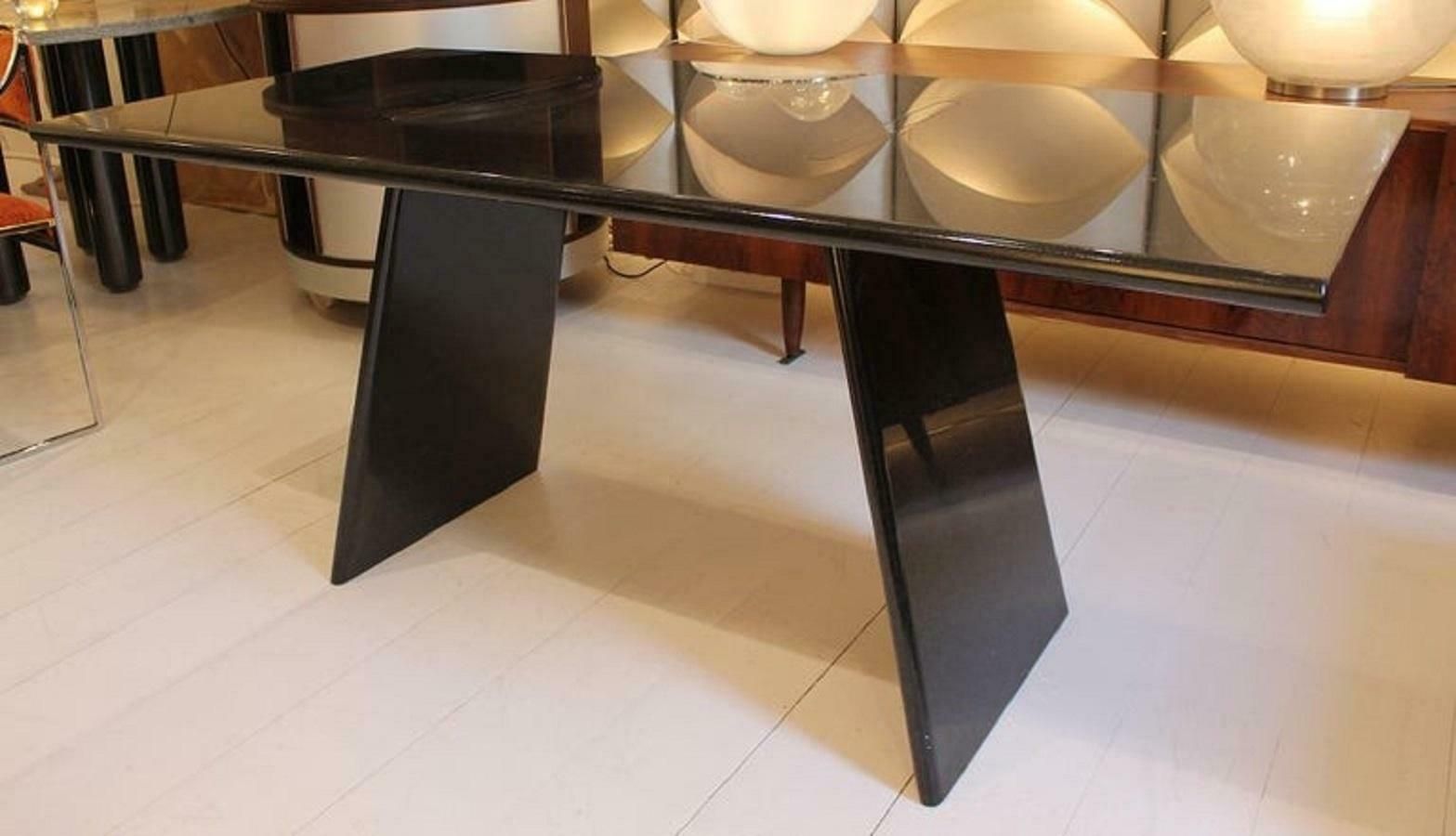 "Asolo" Table By Angelo Mangiarotti In Black Granite, Italy, Circa 1980 photo for sale