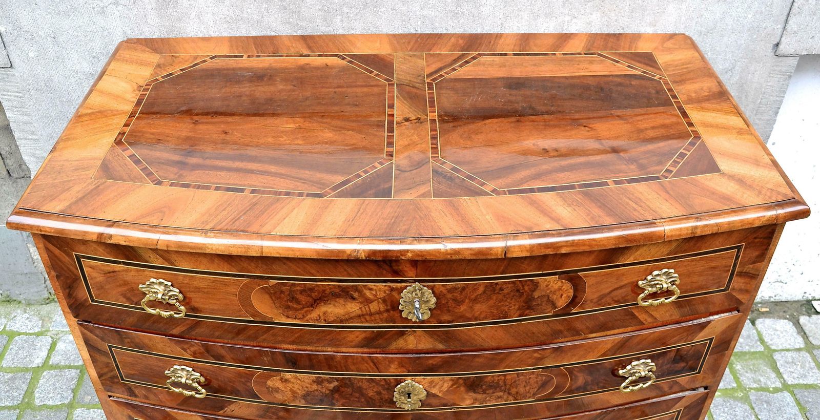 18th Century German Marquetry Chest Of Drawers photo vintage
