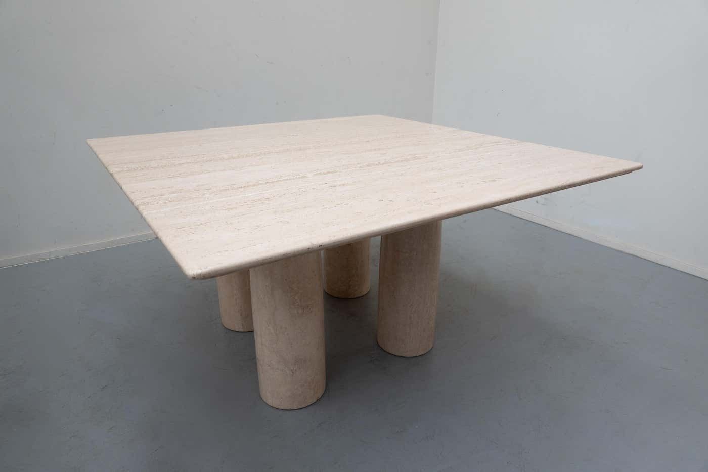 Travertine Dining Table Il Colonnato By Mario Bellini For Cassina, 1970s photo for sale