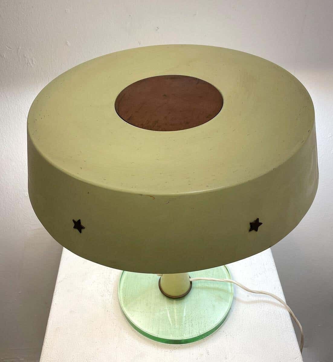 Mid Century Modern Table Lamp, Metal And Glass, Italy, 1950s photo furniture