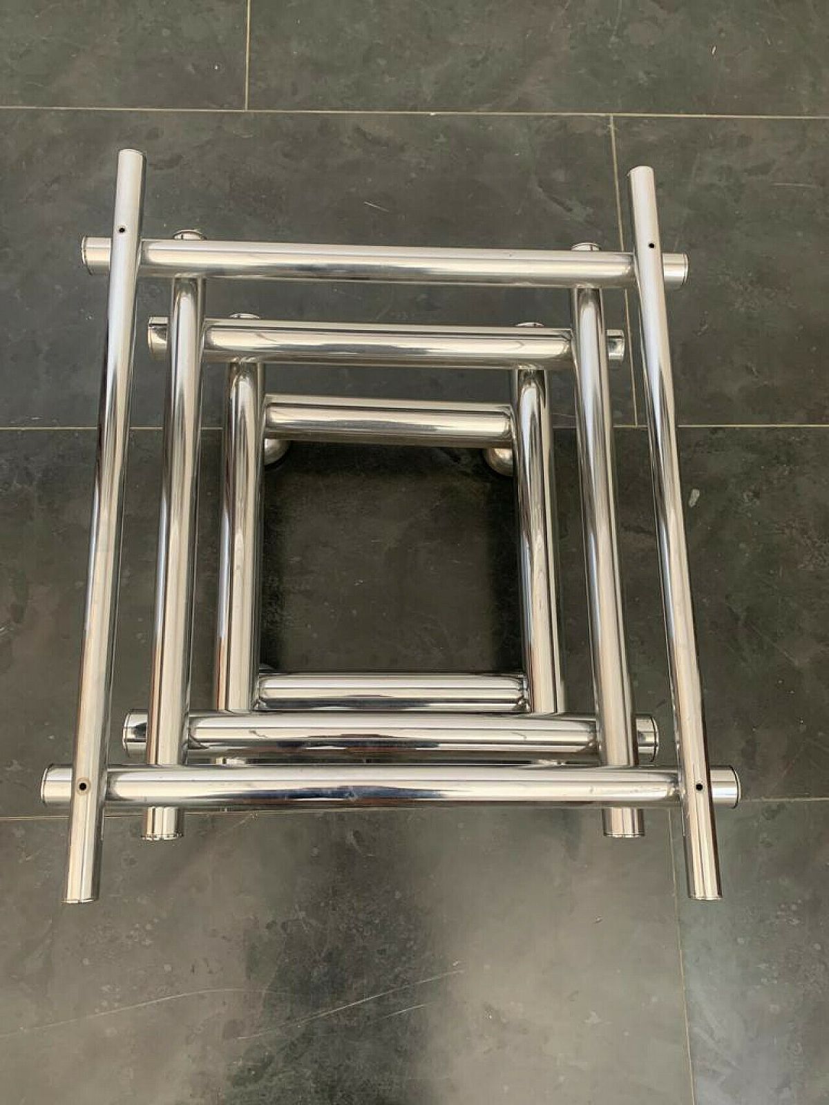 photo for sale Steel And Smoked Glass Coffee Table, 1970s