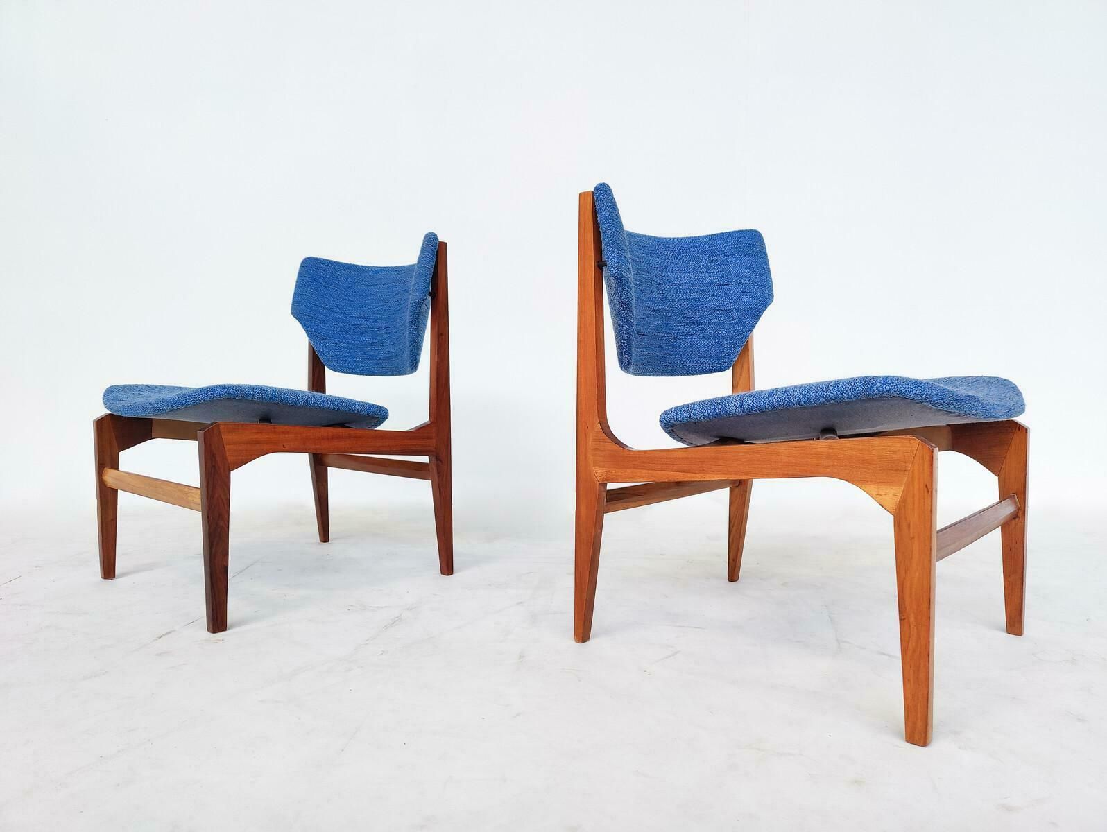 Furniture Mid Century Modern Set Of Two Armchairs With Matching Ottoman, Italy, 1960s photo