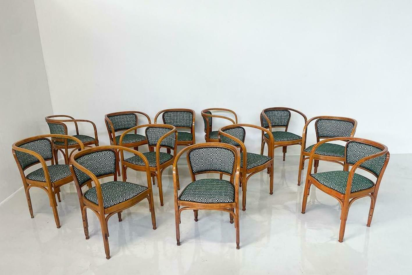 N° 715 Gustav Siegel Armchair For Kohn, Fabric And Wood, Austria, 1900s photo for sale