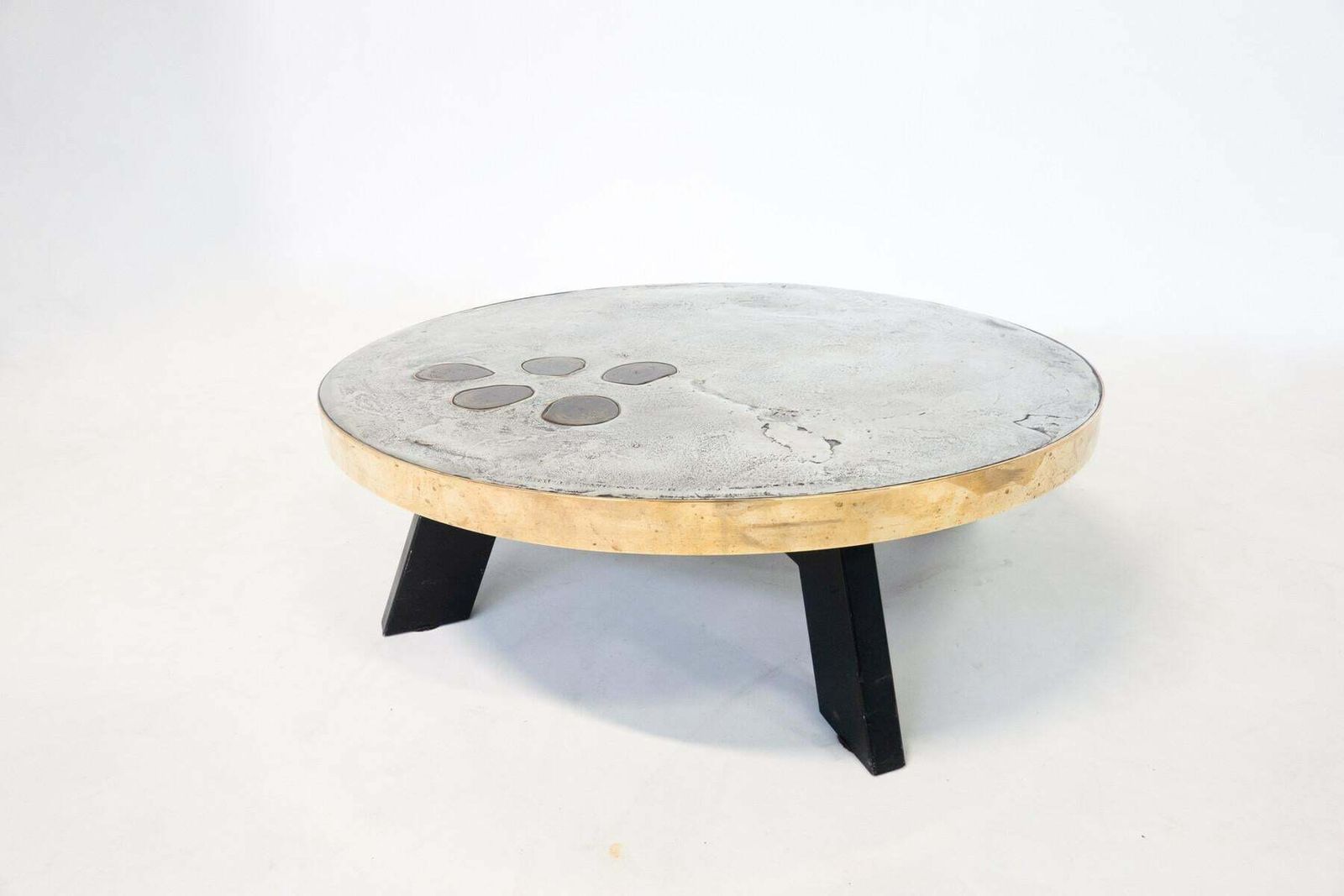 photo furniture Coffee Table By Yann Dessauvages, Brass Stone And Metal, Belgium