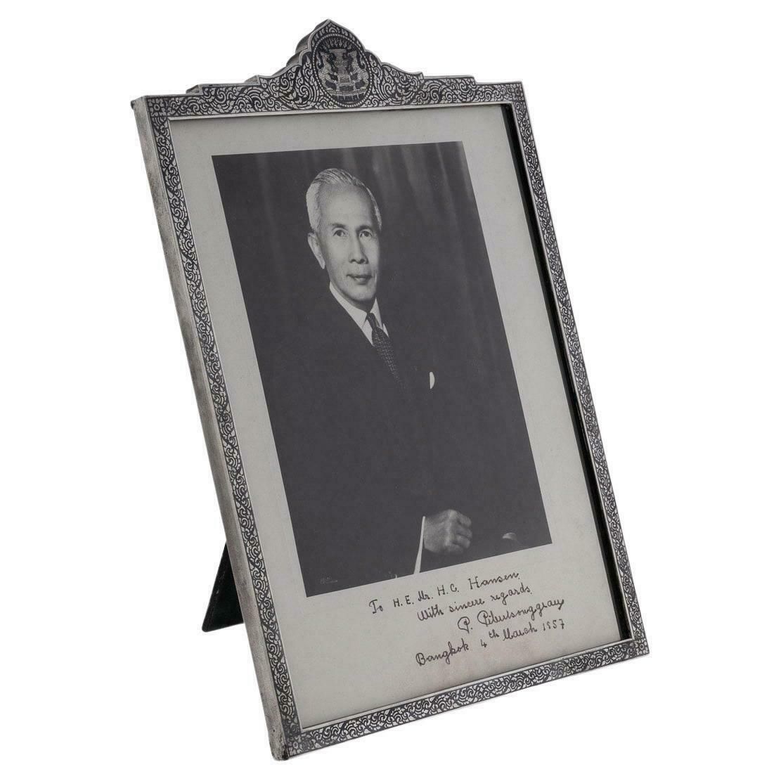 20th Century Thailand Solid Silver & Niello Photo Frame, Bangkok, C.1957