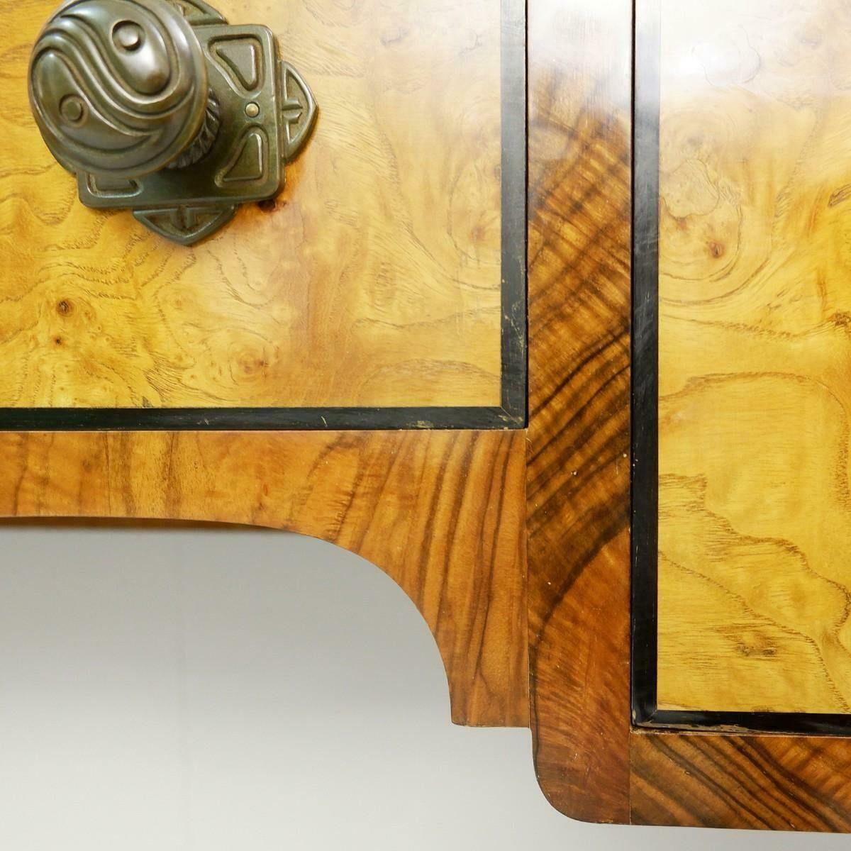 Walnut And Bronze Cabinet By Alfred Chambon, Belgium, 1920s photo for sale