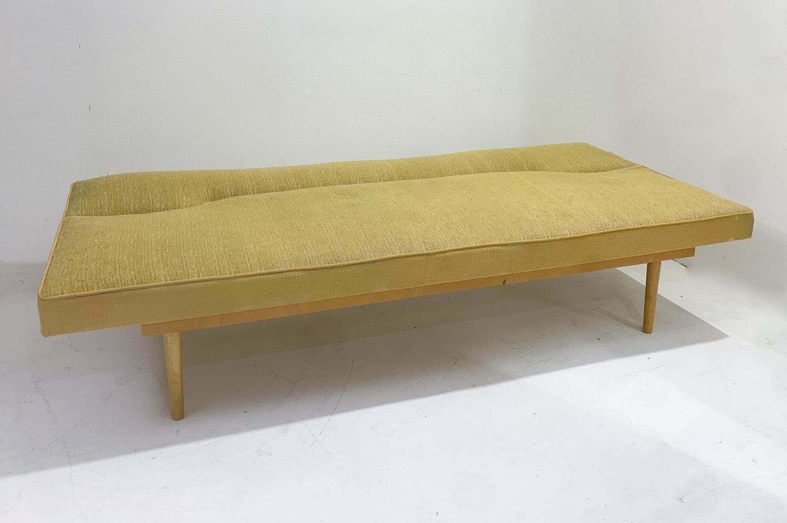 Mid Century Modern Yellow Sofa Bed, Original Fabric By Miroslav Navratil photo for sale