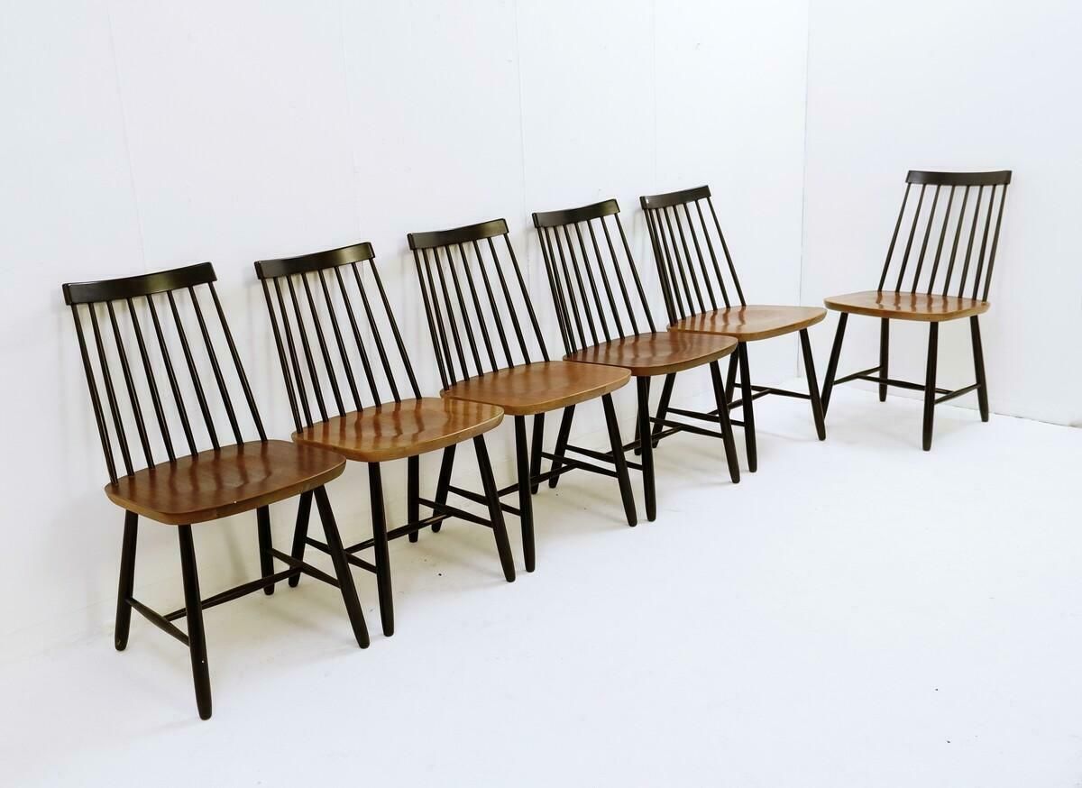 Furniture Mid Century Spindle Back Dining Chairs By Yngve Ekström For Pastoe, Netherlands photo