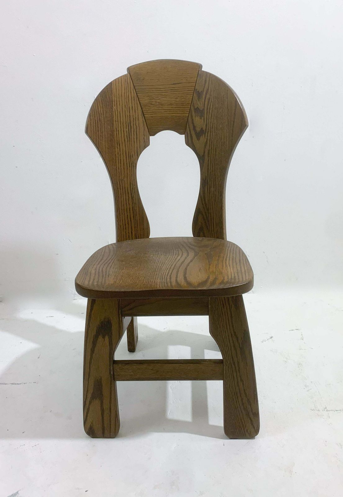 Mid Century Modern Set Of 8 Brutalist Wooden Chairs, Belgium, 1970s photo Furniture
