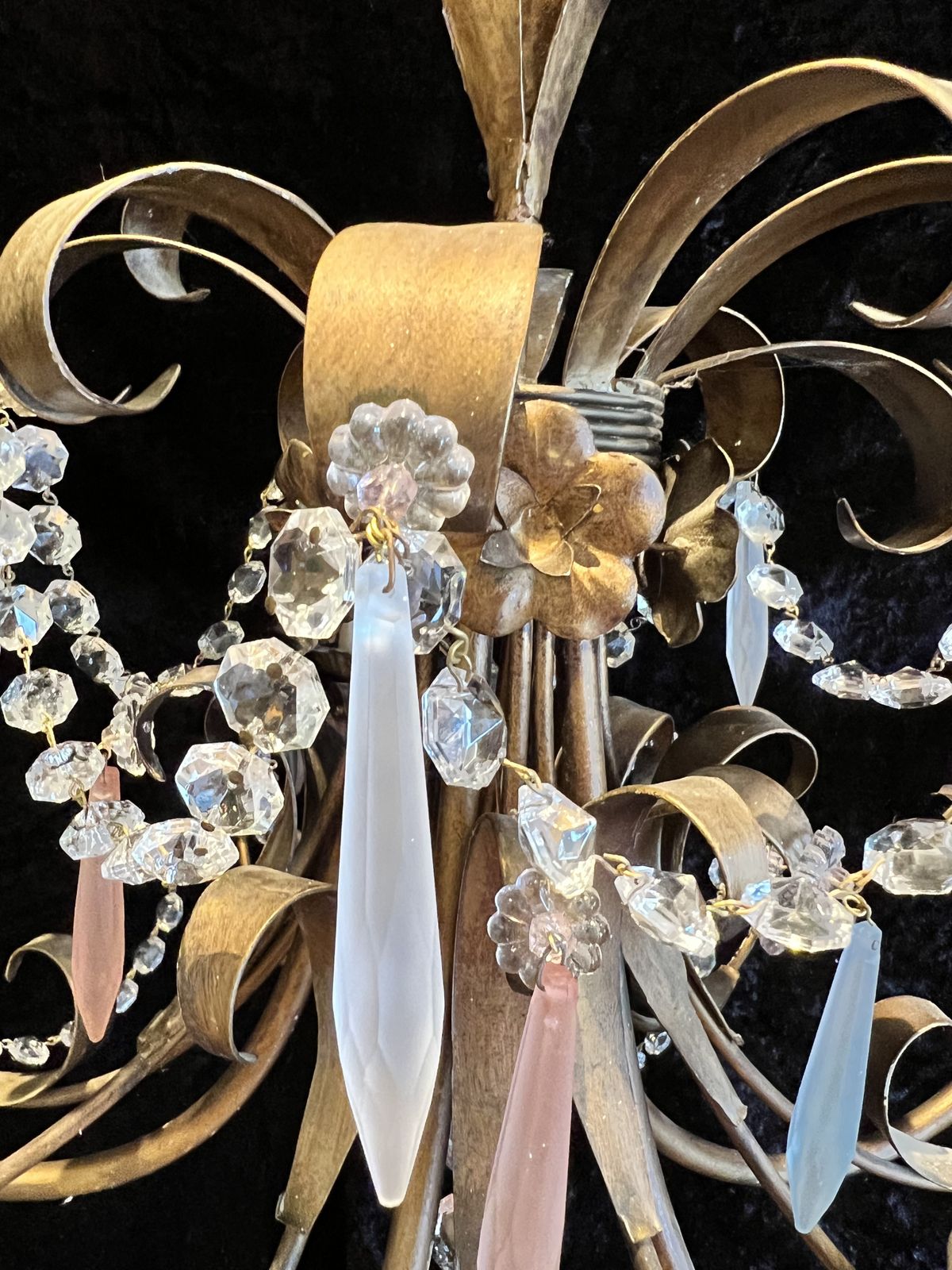 Five Light Italian Florentine Chandelier With Coloured Crystals. Cr773 photo 850.0