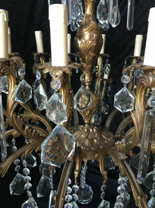 Very Large Italian Two Tiered Brass And Antique Chandelier photo vintage