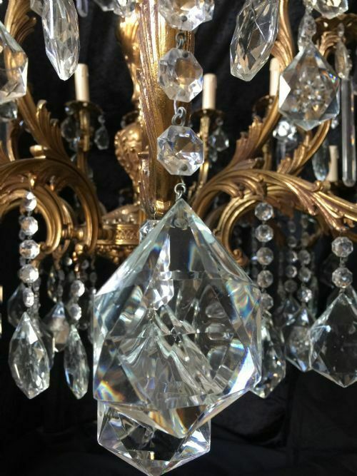 photo for sale Very Large Italian Two Tiered Brass And Antique Chandelier