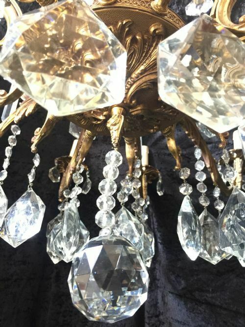 photo vinterior Very Large Italian Two Tiered Brass And Antique Chandelier