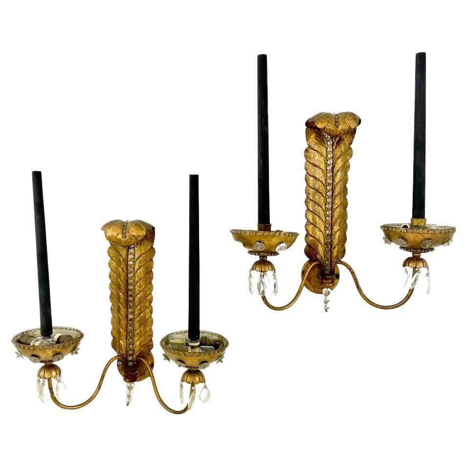 Pair Of Wall Lights In The Style Of Baguès, France, 1940s