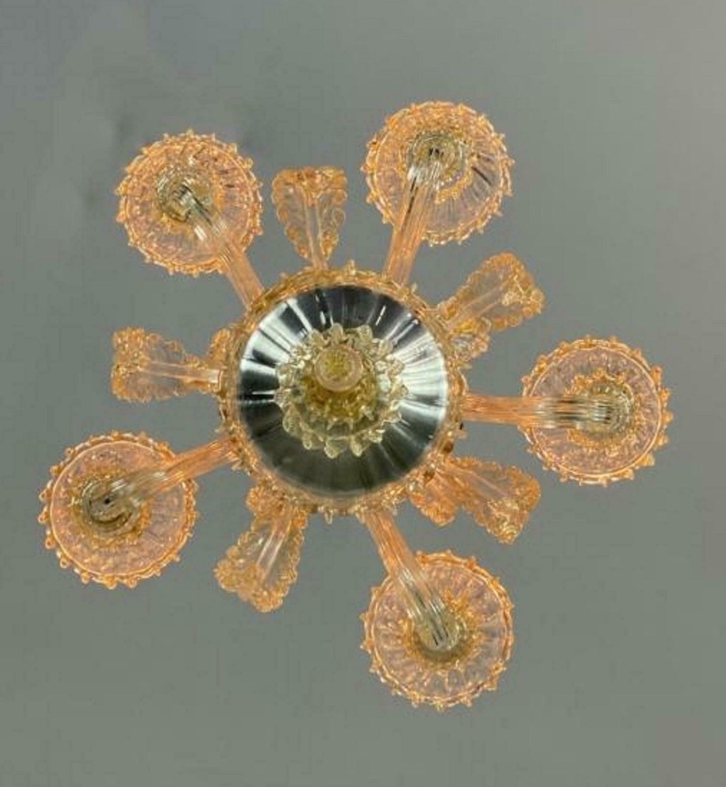 Venetian Barovier Chandelier In Gilded Murano Glass, Italy, 1940s photo furniture