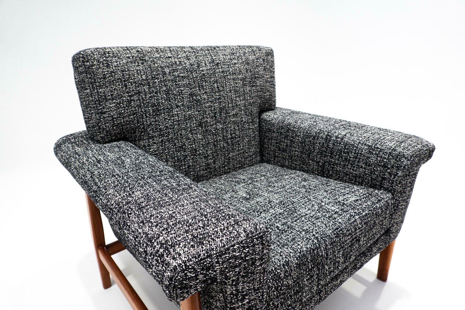 photo furniture Mid Century Modern Pair Of Armchairs, Grey, Teak, Italy, 1960s, New Upholstery