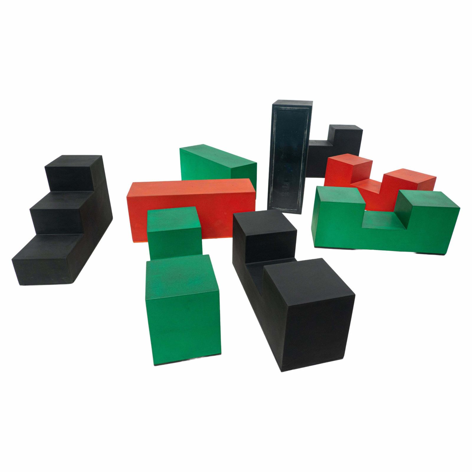 Mid Century Modern Set Of 9 "Gli Scacchi" Pieces By Mario Bellini For B&B Italia
