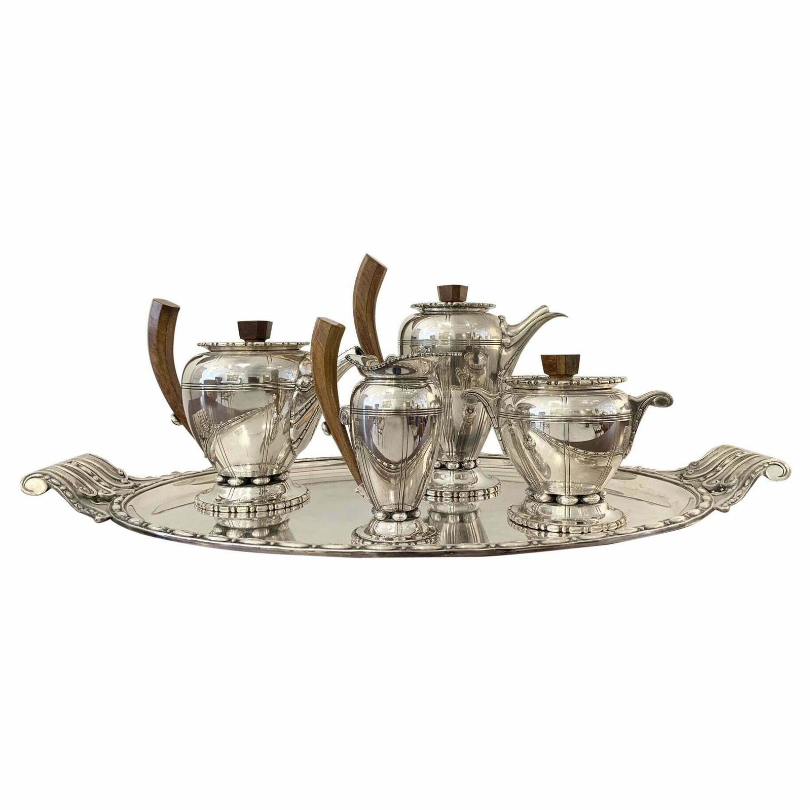 Durousseau & Raynaud Hallmarked Art Deco Silver Plated Service Set, France photo vintage