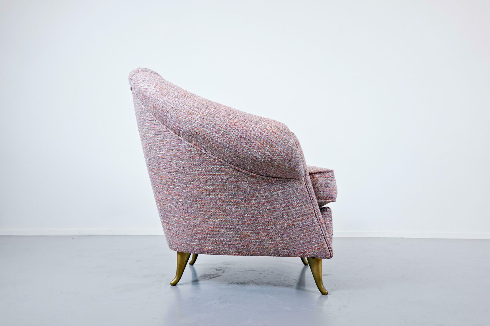 Pair Of Mid Century Modern Light Pink Italian Armchairs, 1950s, New Upholstery photo Furniture