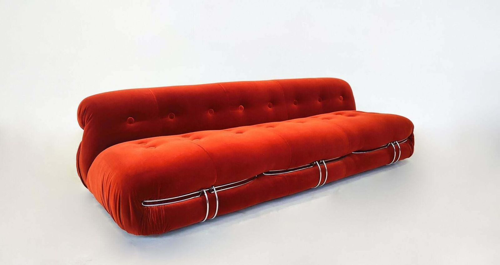 Mid Century Orange Soriana Three Seater By Tobia & Afra Scarpa For Cassina