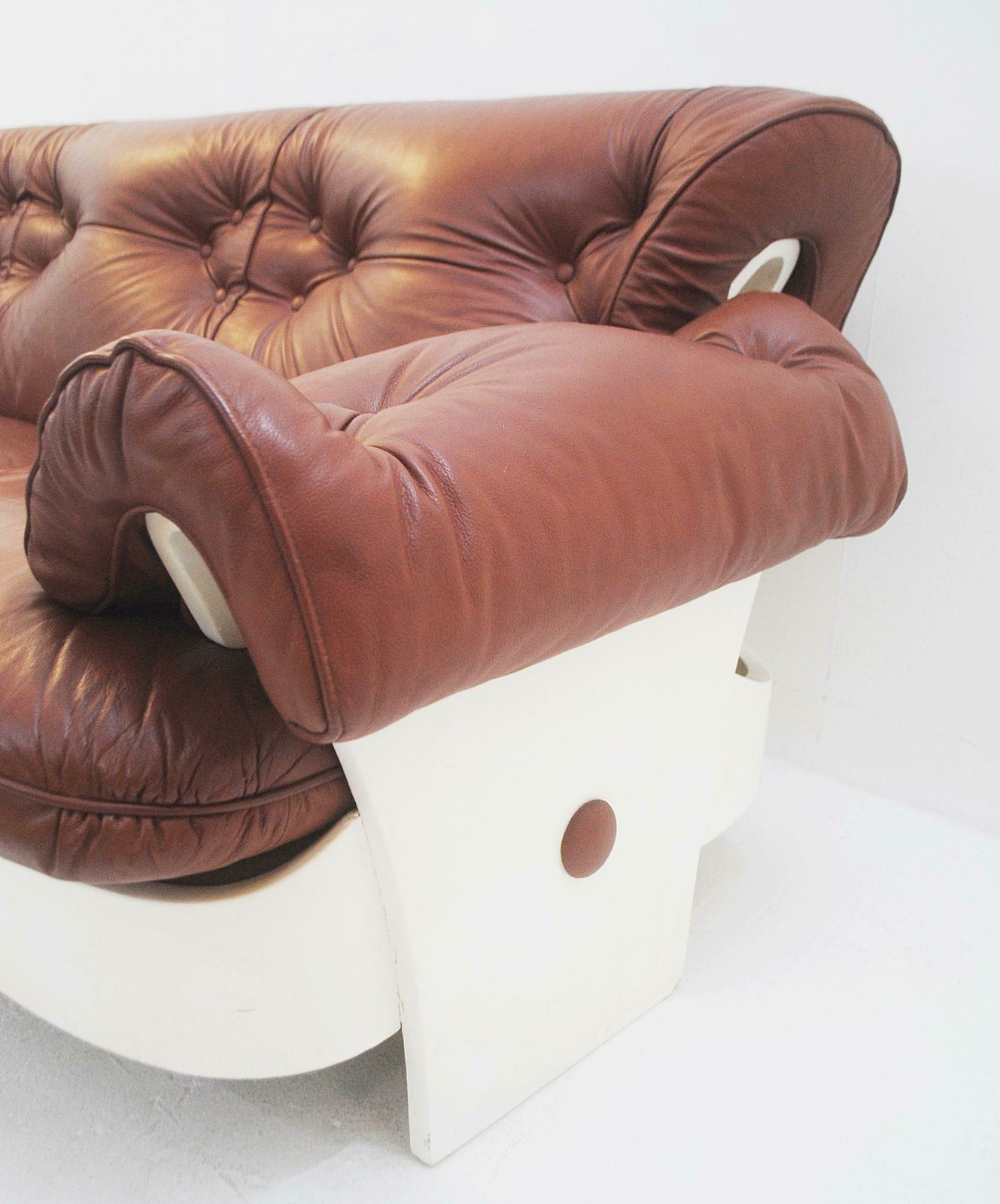 Sofa In Leather And Lacquered Wood, Italy, Circa 1980s photo 4034.0