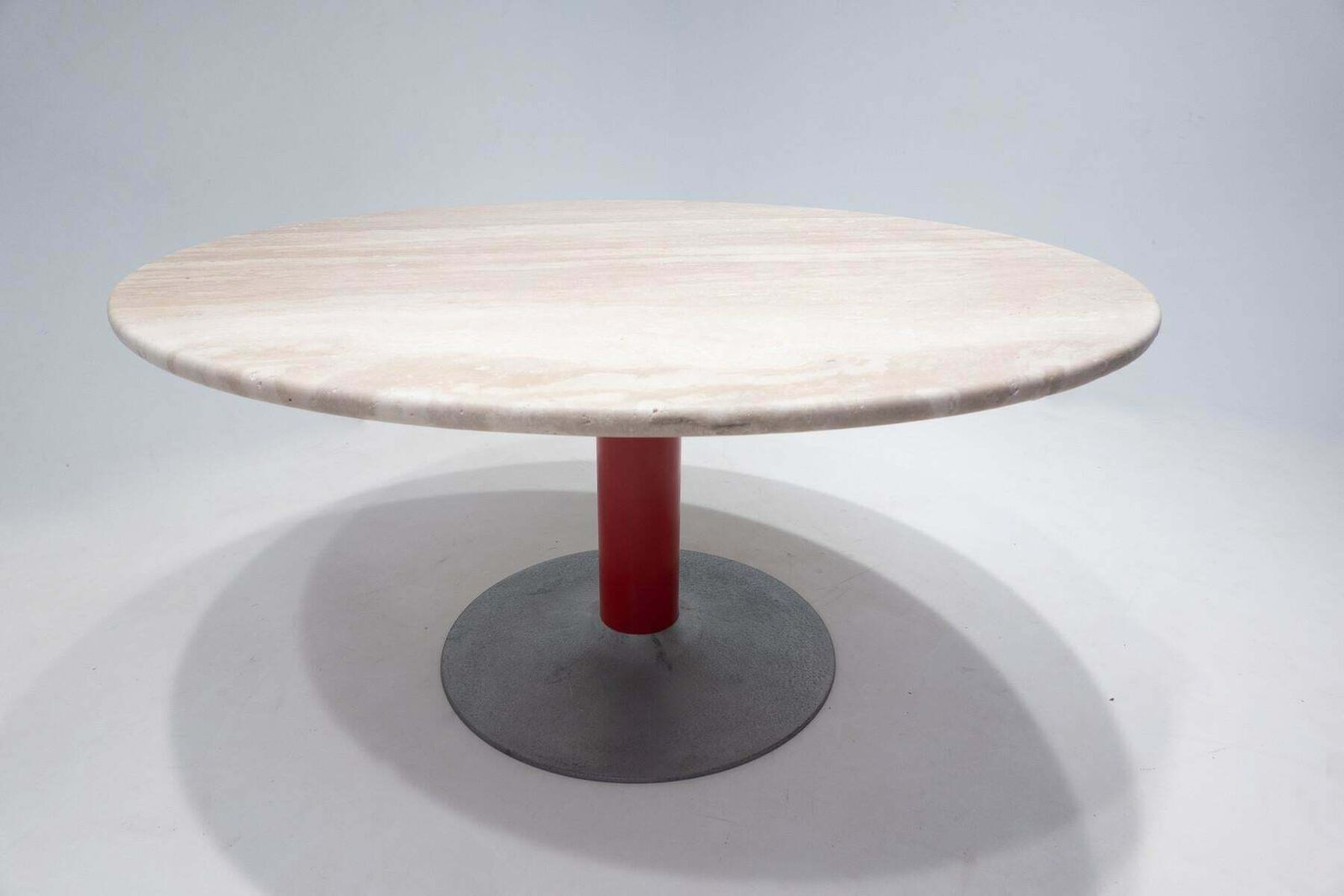 Mid Century Modern Dining Table, Travertine And Metal, Italy, 1960s, 2 Available photo vinterior