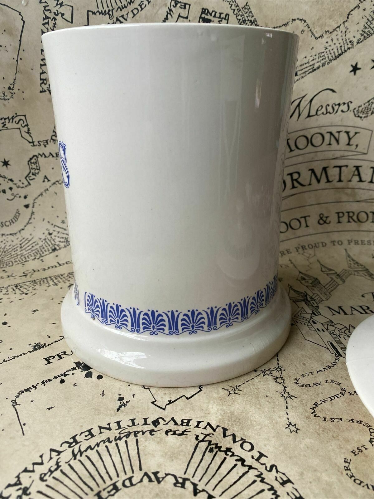 Ditto Large Blue White Biscuits Canister Jar 1930 Vintage England photo vintage