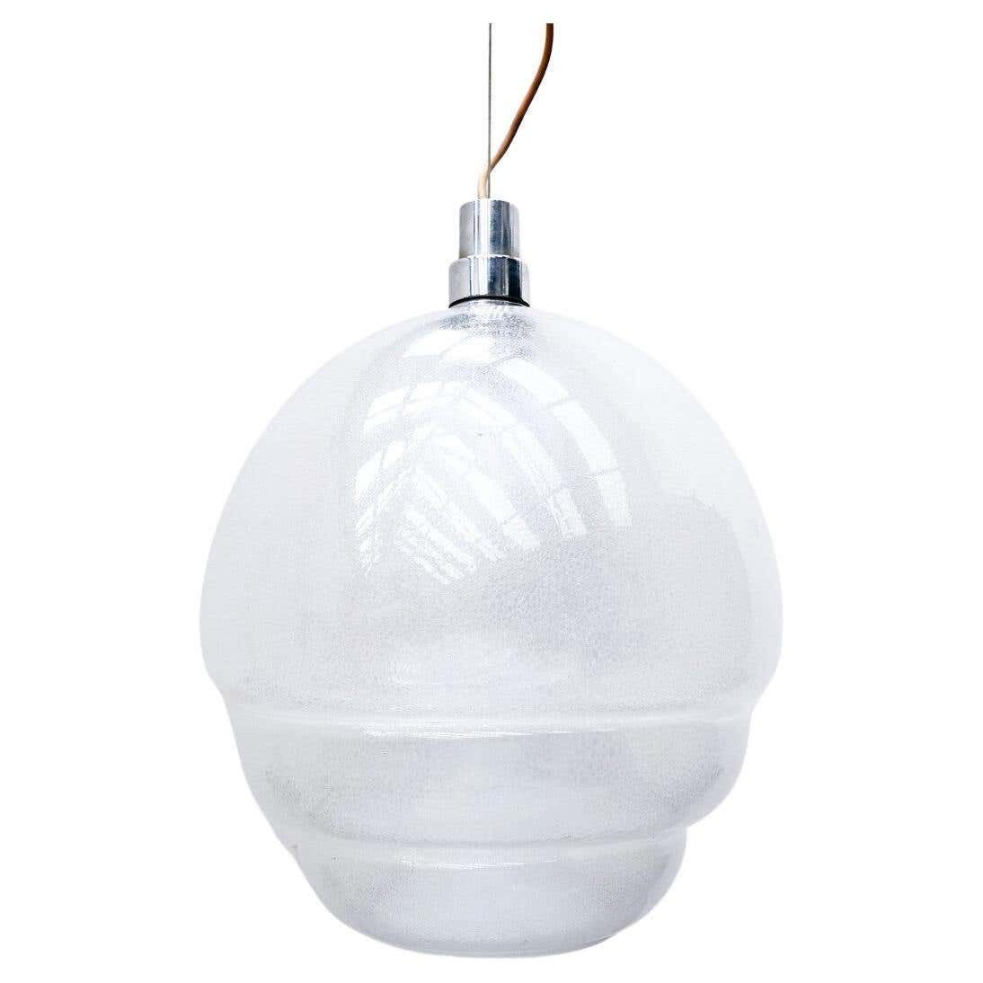 Mid Century Modern Pendant Light By Carlo Nason For Mazzega, Murano Glass, Italy