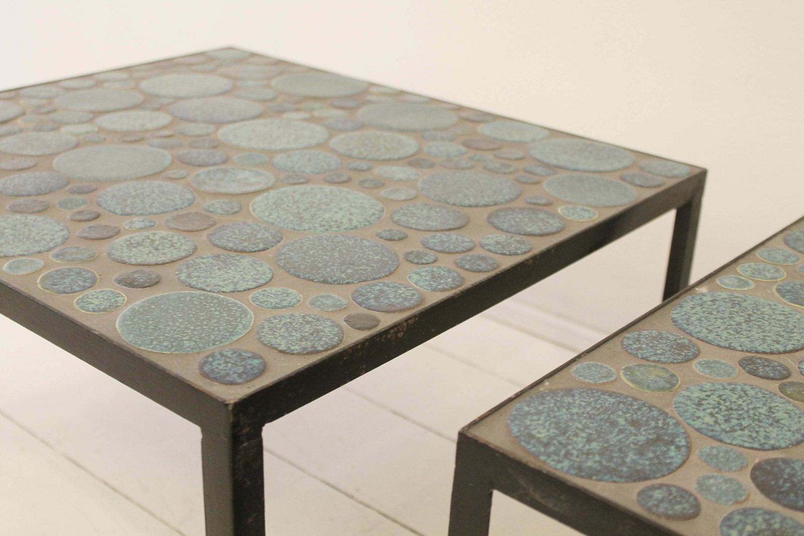 Pair Of Contemporain Ceramic Coffee Tables By Aliette Vliers photo furniture