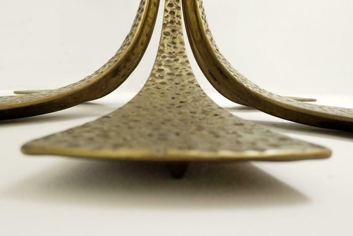 Hammered Brass Dining Table By Luciano Frigerio, 1980s photo vinterior