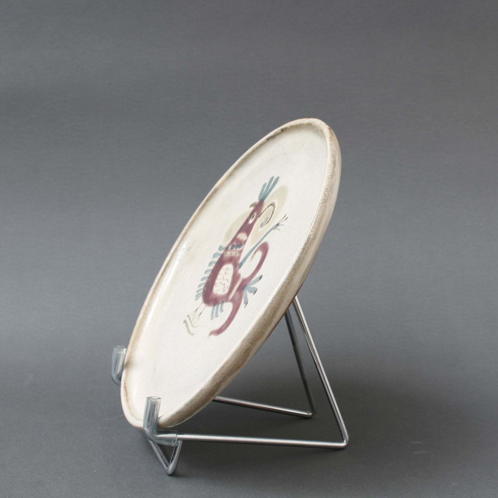 Mid Century French Ceramic Decorative Plate By Le Mûrier Circa 1960s photo vintage