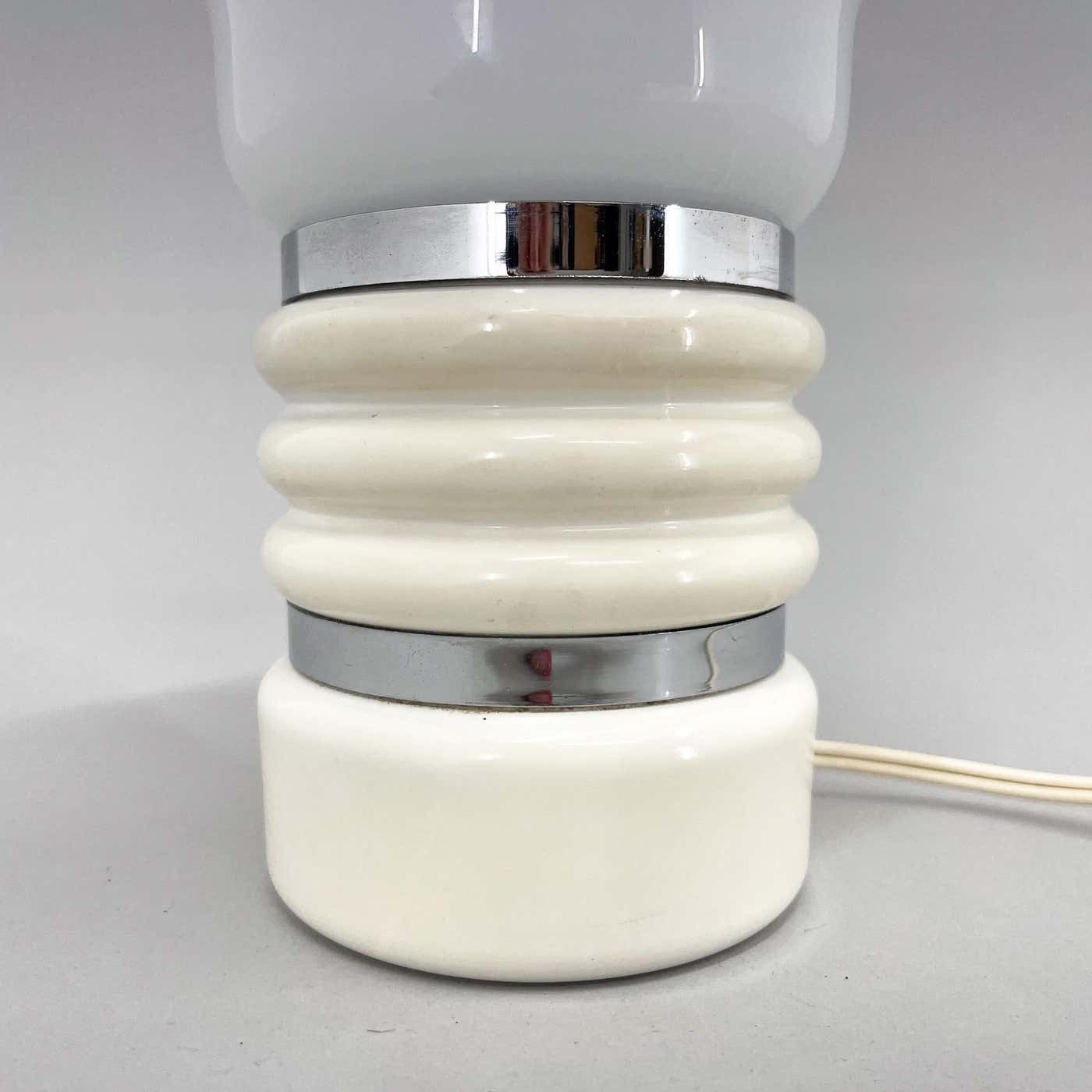 Mid Century Metal & Milk Glass Table Lamp, Italy photo 224.0