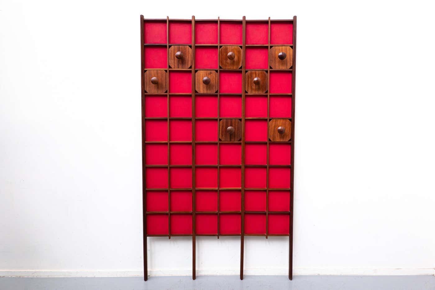 Mid Century Modern Italian Red Wooden Coat Rack, 1960s photo for sale