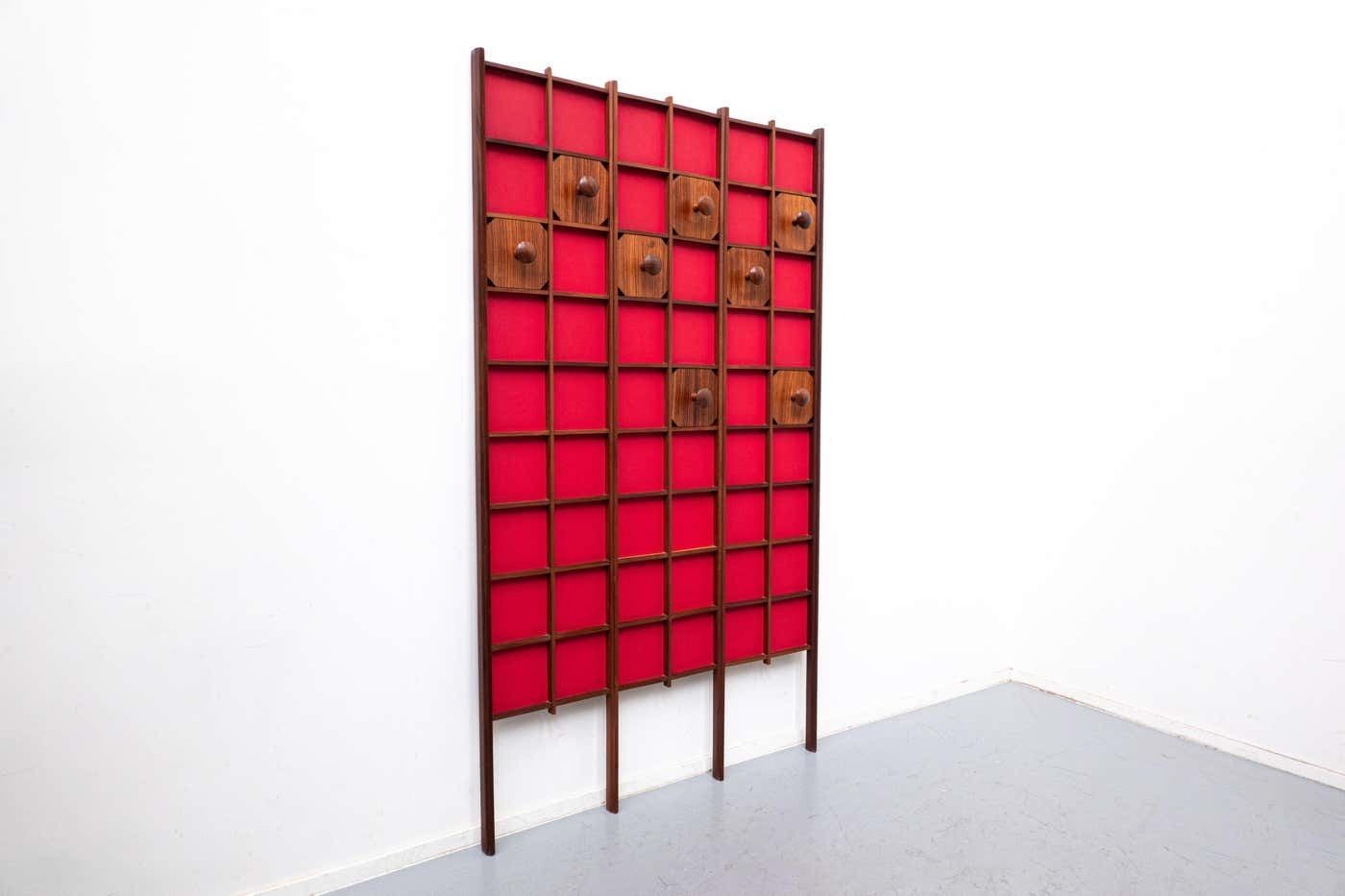 Mid Century Modern Italian Red Wooden Coat Rack, 1960s photo Furniture