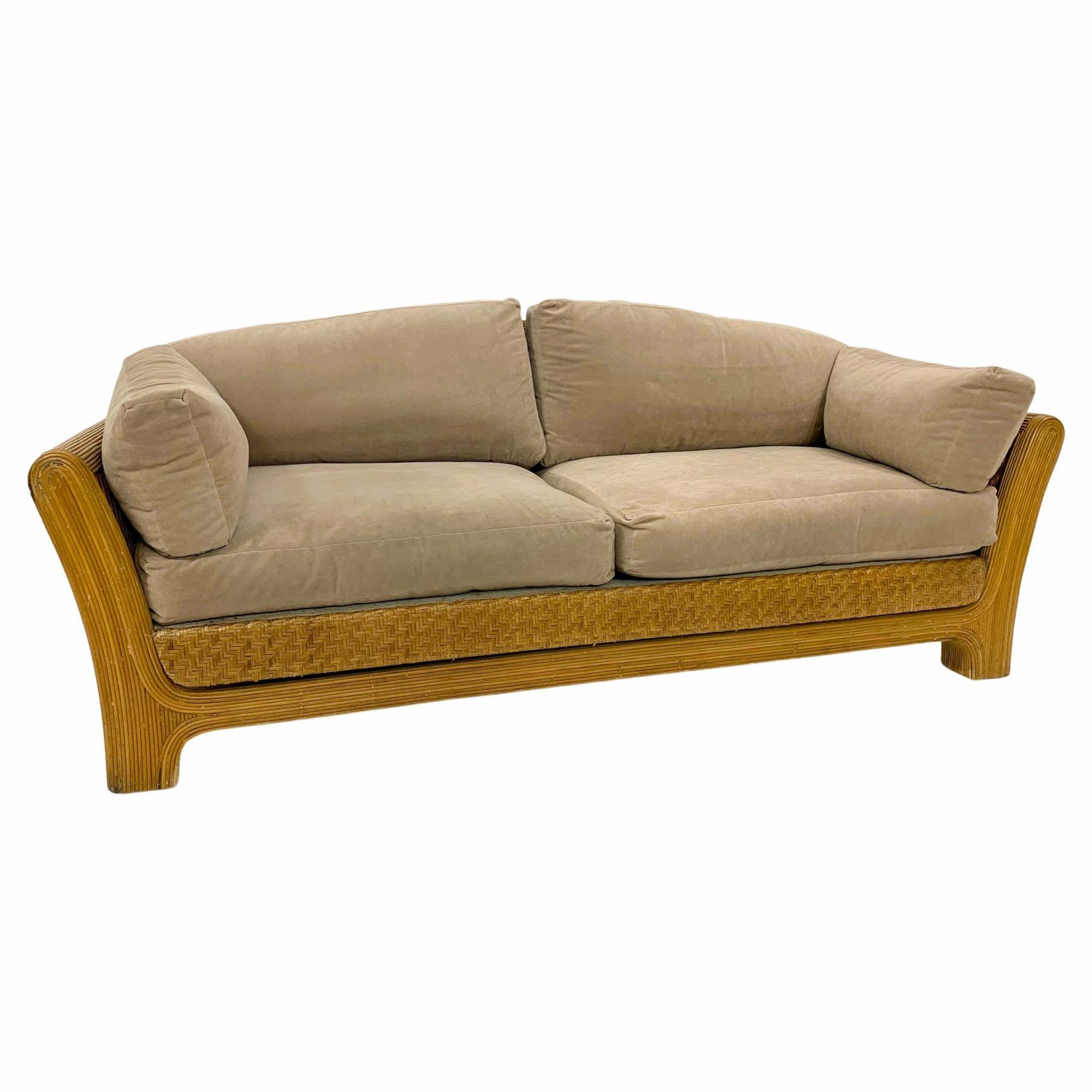 Mid Century Rattan Sofa 1960s, Vintage