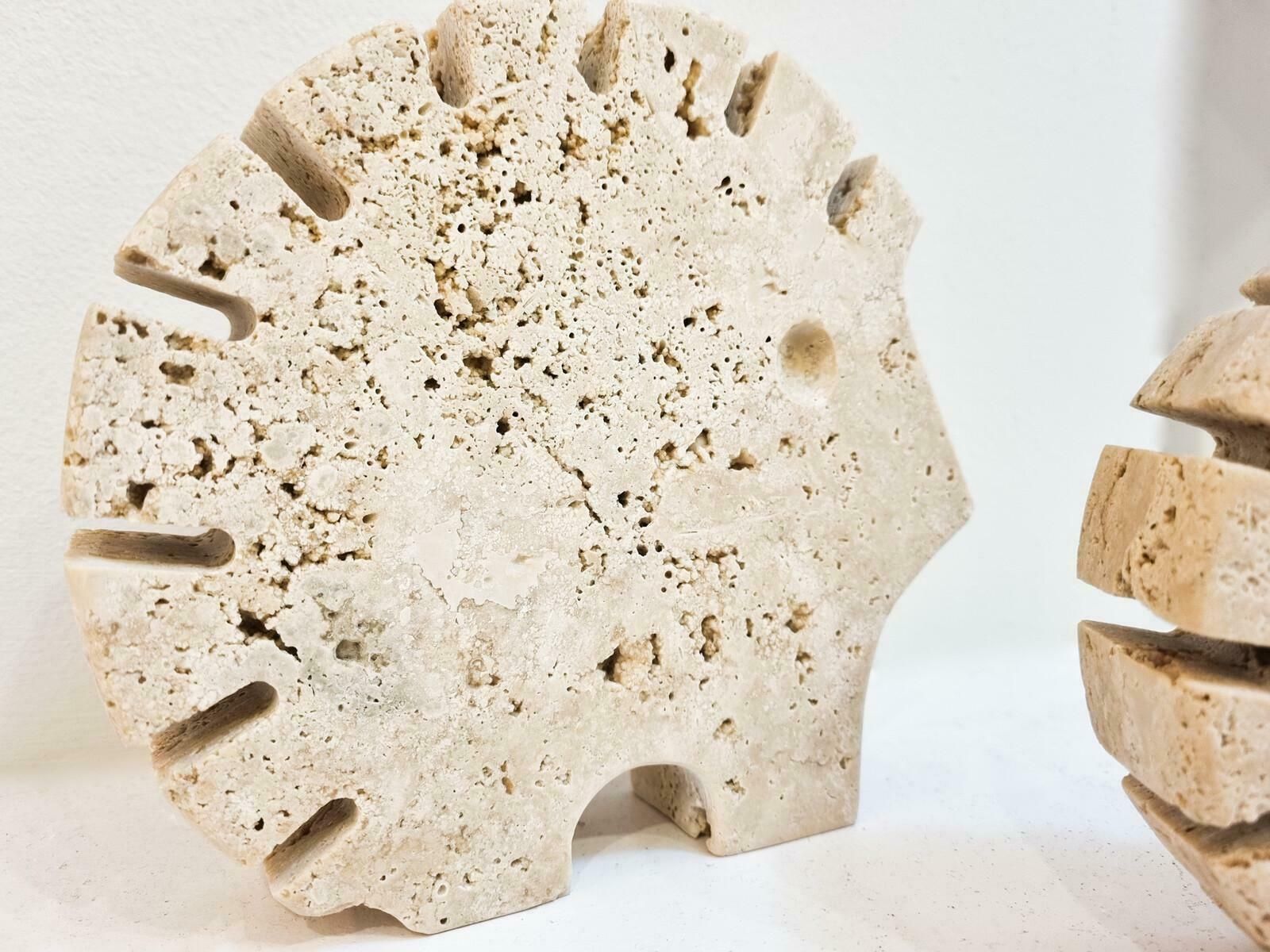 Italian Brutalist Travertine Hedgehog Sculptures By Fratelli Mannelli, Italy photo for sale