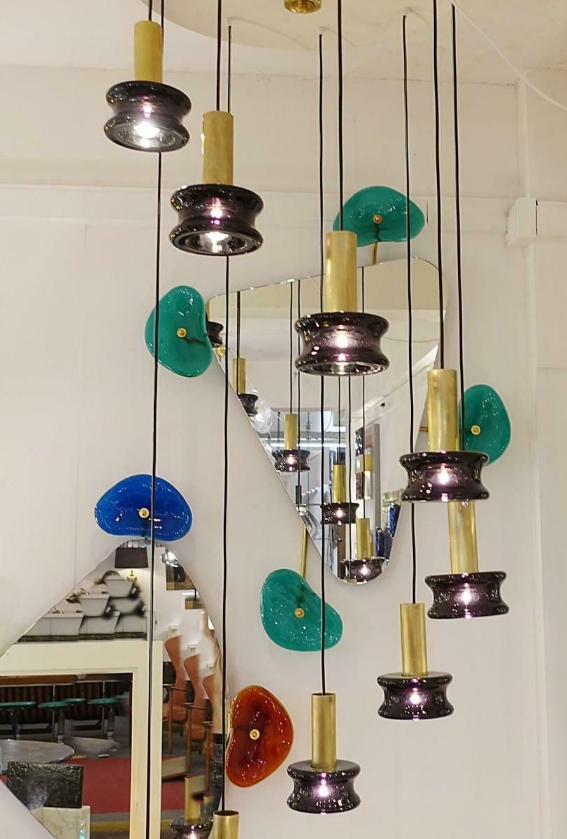 Glass Pendants Chandelier   Belgian Creation By Jacques Nonnon photo Lighting